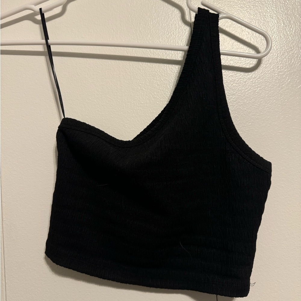 American Eagle Outfitters Black Asymmetrical Crop Tank